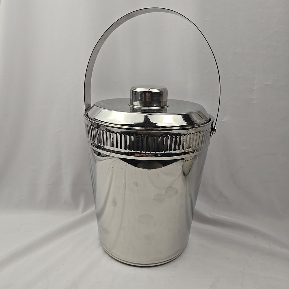 Urban Spoon Stainless Steel Insulated Ice Bucket with Lid and Handle - Modern...